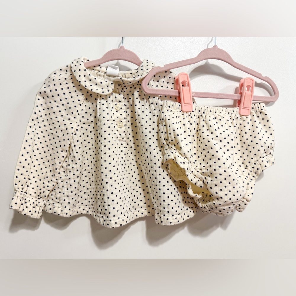 GAP Cream and Navy Polka Dot Kids Matching Set